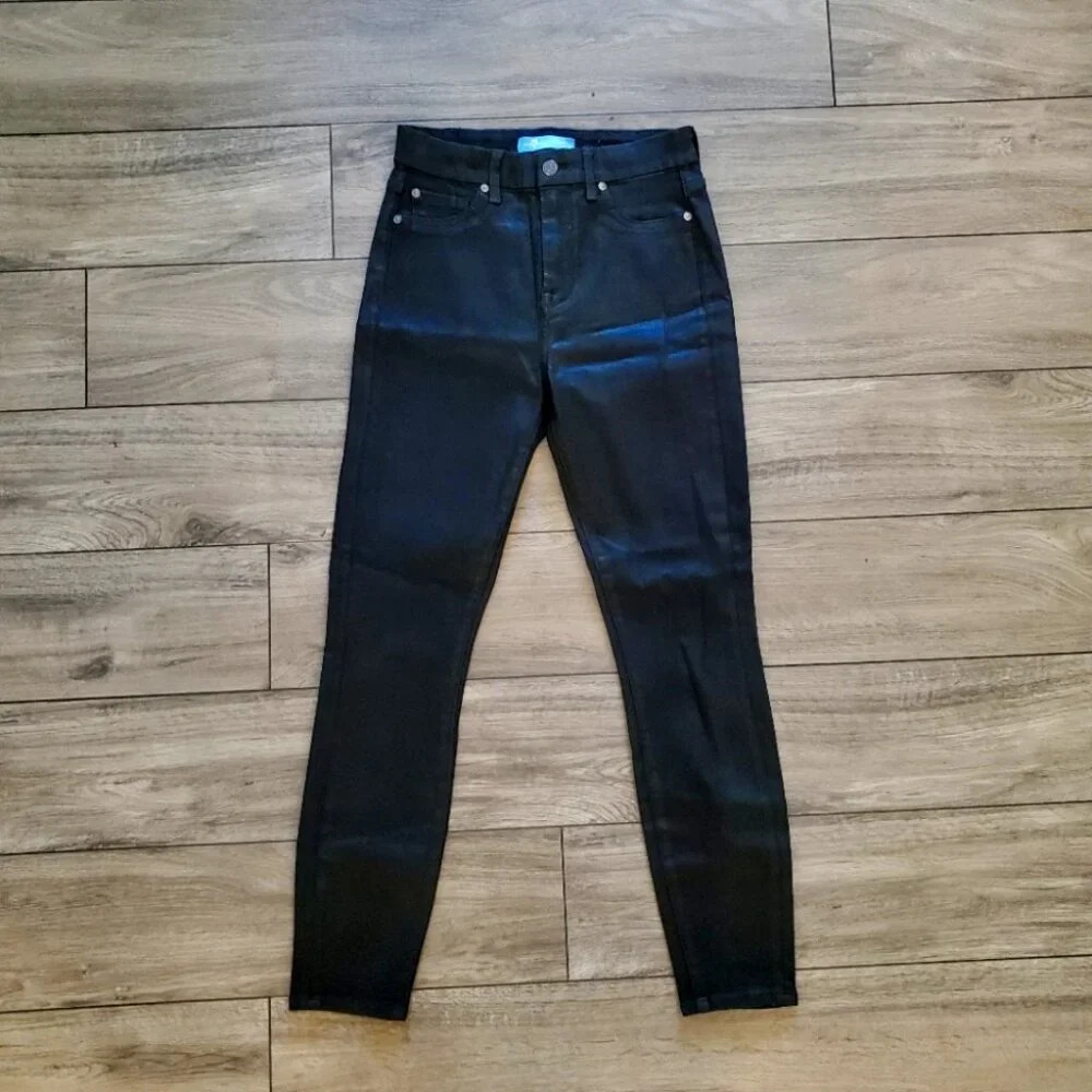 7 FOR ALL MANKIND | Metallic Black Moto High Rise Skinny b(air) Denim Jeans (26)